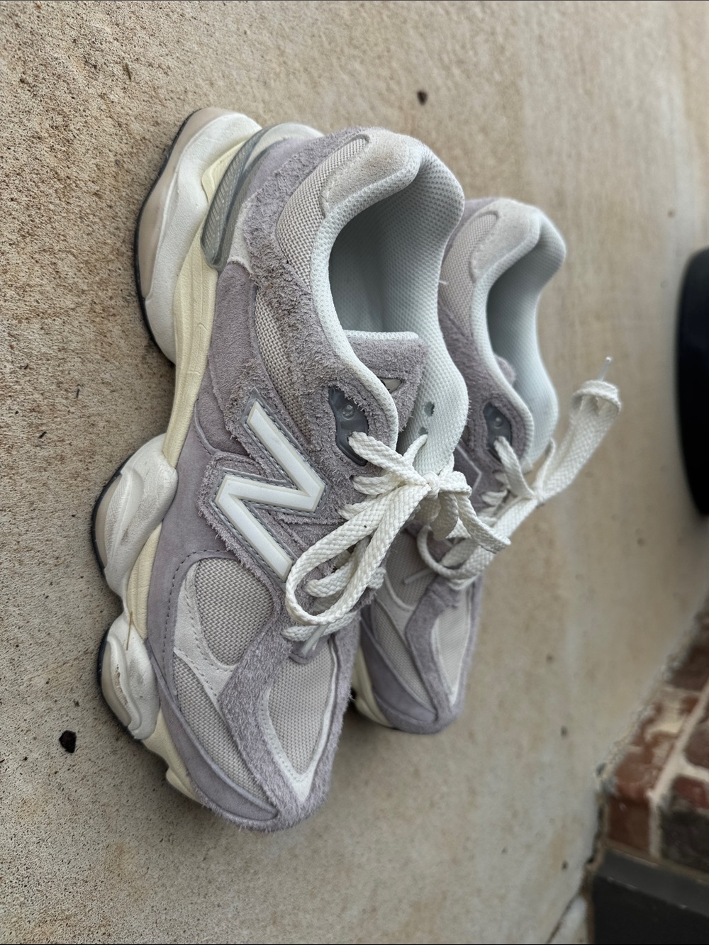 New Balance Lavender and Cream Mesh Suede Sneakers